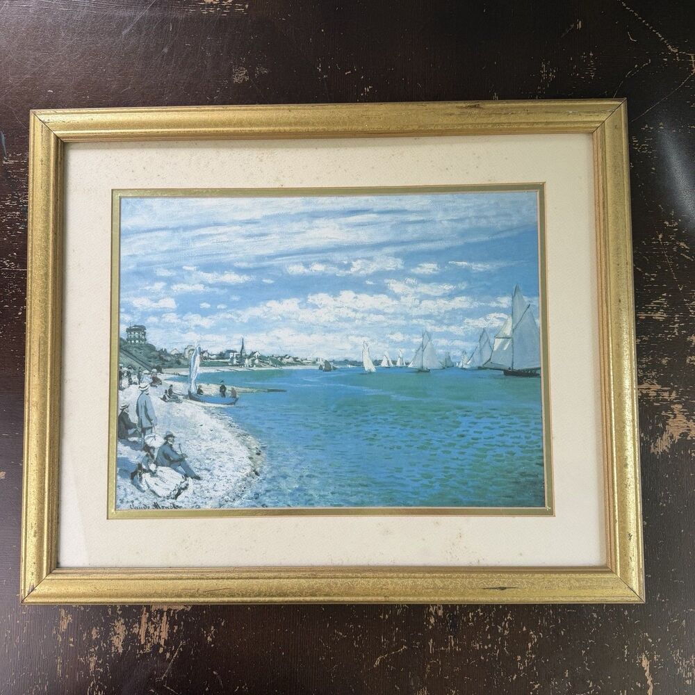 Claude Monet Regatta at Sainte-Adresse 1867 Framed Impressionist Sailboat Print